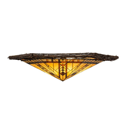 Meyda Tiffany Sonoma 6 Light 36" Wide Flush Mount Ceiling Fixture - Red Rust / Natural Wood Finish