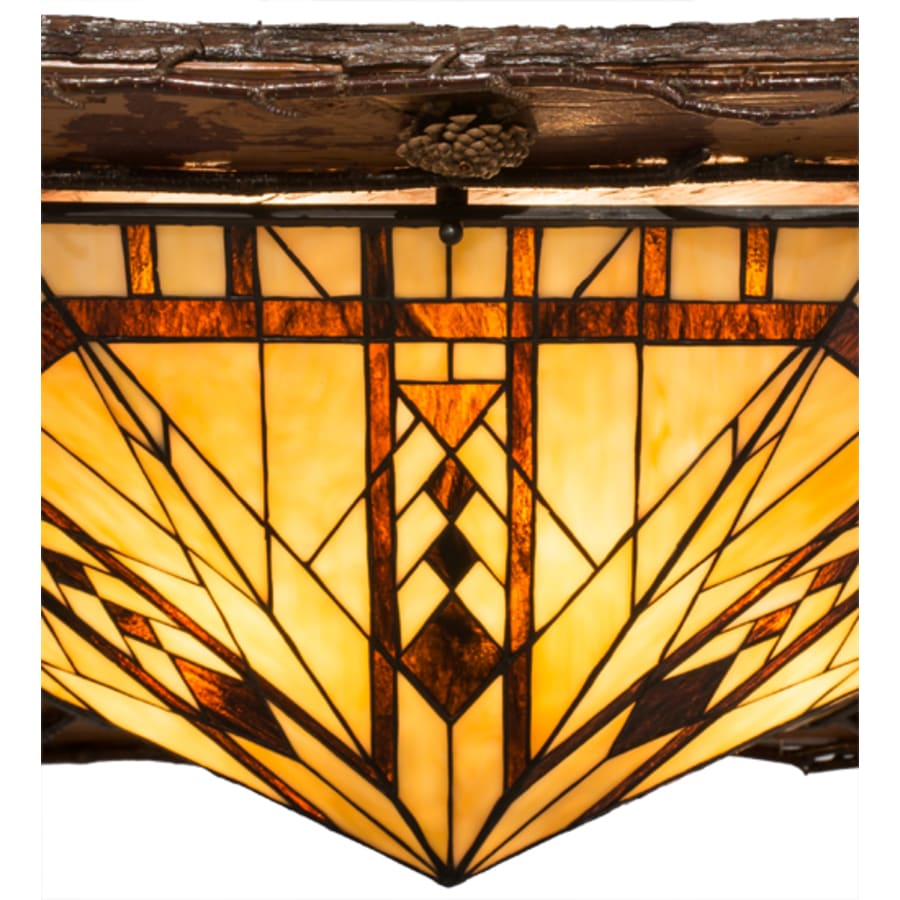 Meyda Tiffany Sonoma 6 Light 36" Wide Flush Mount Ceiling Fixture - Red Rust / Natural Wood Finish