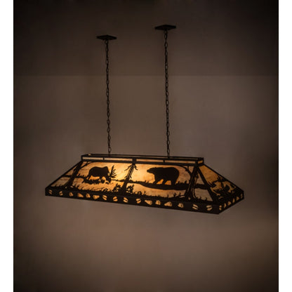 Meyda Tiffany Moose and Black Bear 9 Light 61" Wide Linear Pendant