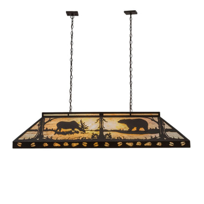 Meyda Tiffany Moose and Black Bear 9 Light 61" Wide Linear Pendant