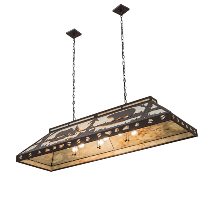 Meyda Tiffany Moose and Black Bear 9 Light 61" Wide Linear Pendant
