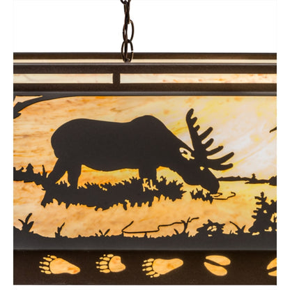 Meyda Tiffany Moose and Black Bear 9 Light 61" Wide Linear Pendant