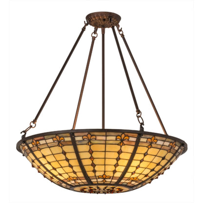 Meyda Tiffany Fleur-de-Lite 4 Light 24" Wide Semi-Flush Bowl Ceiling Fixture