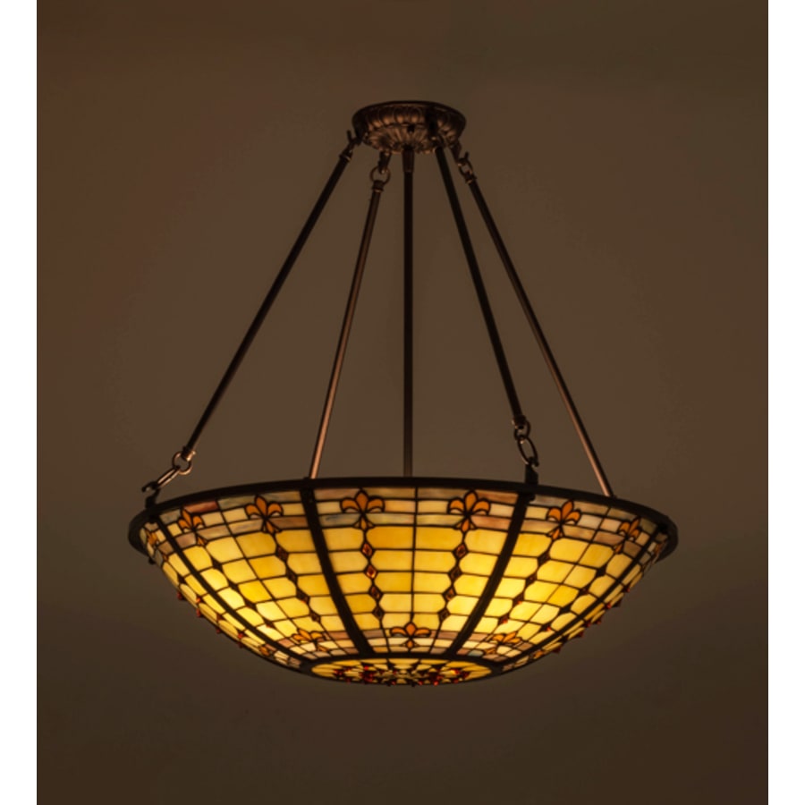 Meyda Tiffany Fleur-de-Lite 4 Light 24" Wide Semi-Flush Bowl Ceiling Fixture