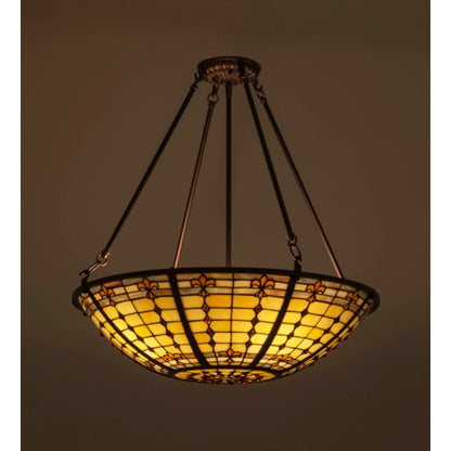 Meyda Tiffany Fleur-de-Lite 4 Light 24" Wide Semi-Flush Bowl Ceiling Fixture