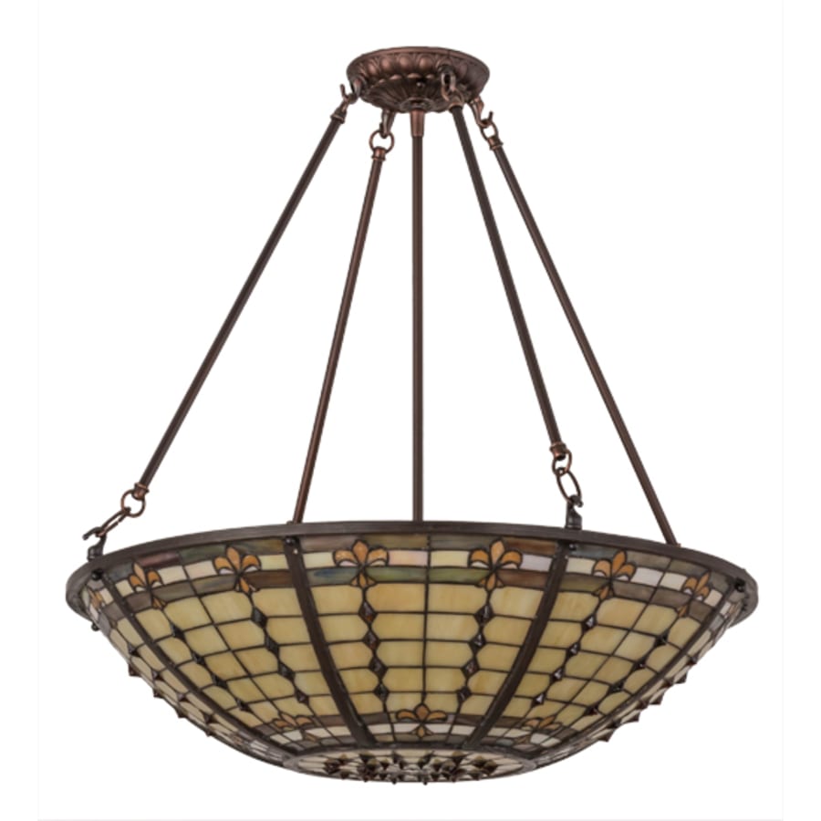 Meyda Tiffany Fleur-de-Lite 4 Light 24" Wide Semi-Flush Bowl Ceiling Fixture
