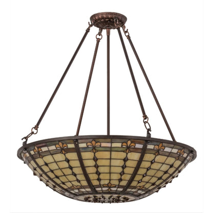 Meyda Tiffany Fleur-de-Lite 4 Light 24" Wide Semi-Flush Bowl Ceiling Fixture