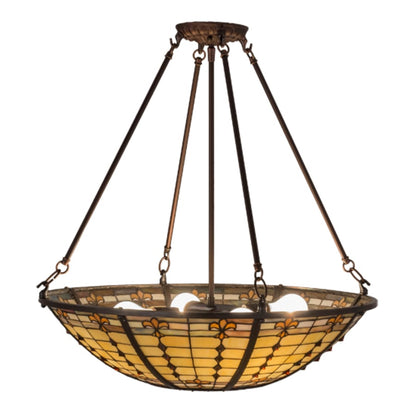 Meyda Tiffany Fleur-de-Lite 4 Light 24" Wide Semi-Flush Bowl Ceiling Fixture