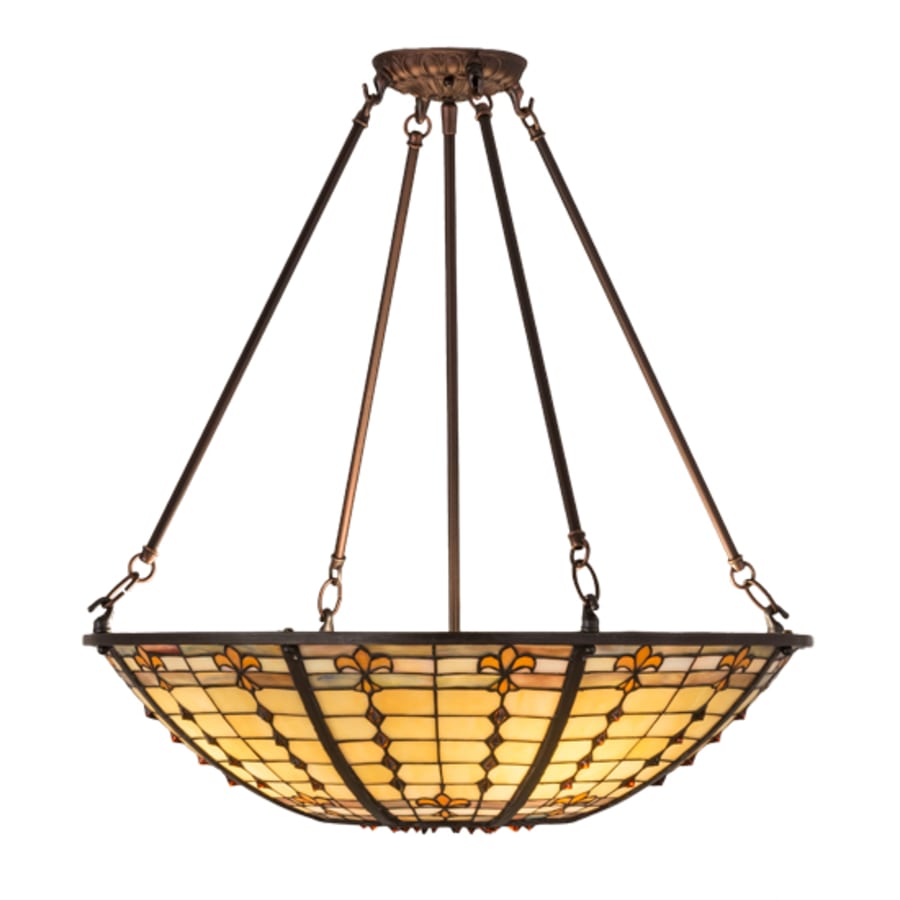 Meyda Tiffany Fleur-de-Lite 4 Light 24" Wide Semi-Flush Bowl Ceiling Fixture