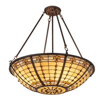 Meyda Tiffany Fleur-de-Lite 4 Light 24" Wide Semi-Flush Bowl Ceiling Fixture