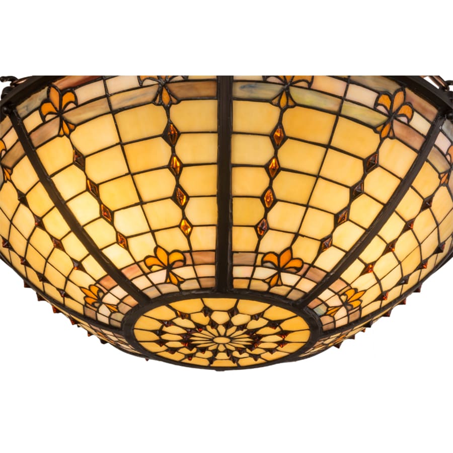 Meyda Tiffany Fleur-de-Lite 4 Light 24" Wide Semi-Flush Bowl Ceiling Fixture