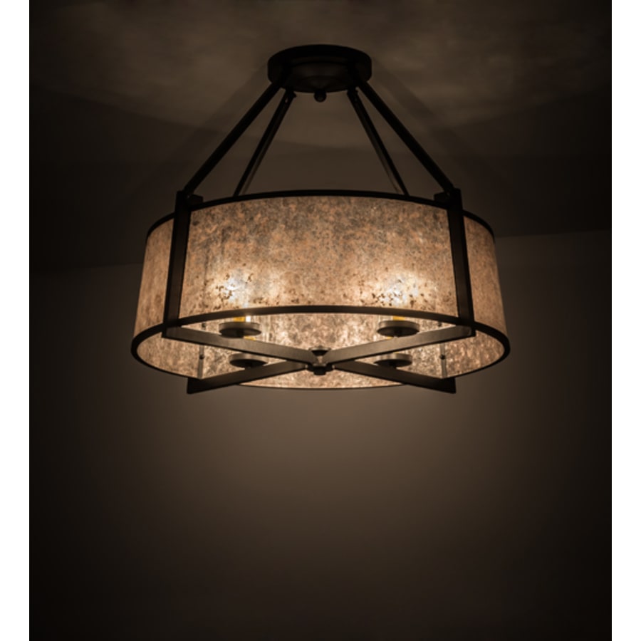 Meyda Tiffany Cilindro Lucy 4 Light 31" Wide Semi-Flush Ceiling Fixture - Wrought Iron Finish