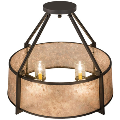 Meyda Tiffany Cilindro Lucy 4 Light 31" Wide Semi-Flush Ceiling Fixture - Wrought Iron Finish