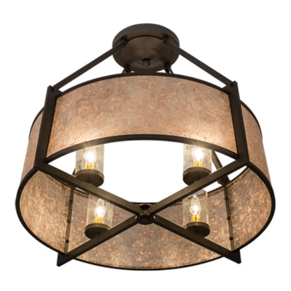 Meyda Tiffany Cilindro Lucy 4 Light 31" Wide Semi-Flush Ceiling Fixture - Wrought Iron Finish