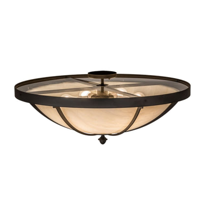 Meyda Tiffany Dominga 6 Light 30" Wide Flush Mount Bowl Ceiling Fixture - Oil Rubbed Bronze Finish