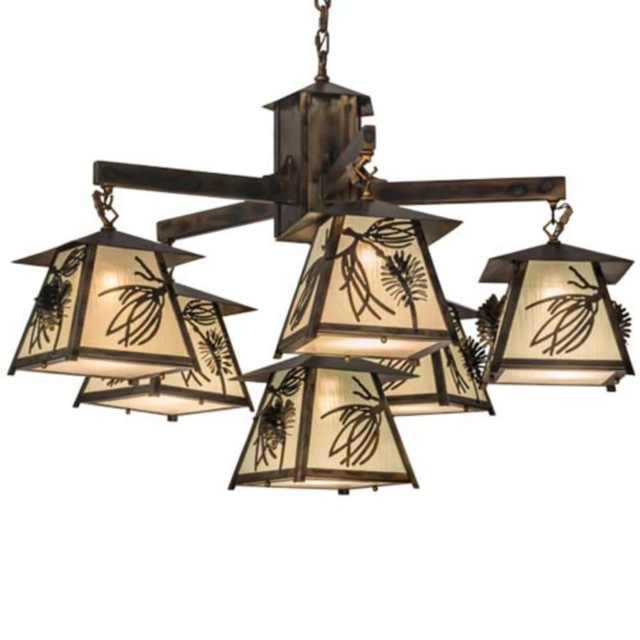 Meyda Tiffany Scotch Pine 6 Light 40" Wide Chandelier