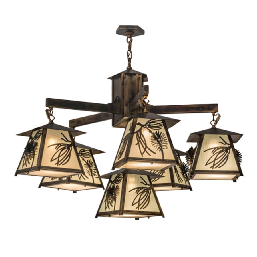 Meyda Tiffany Scotch Pine 6 Light 40" Wide Chandelier
