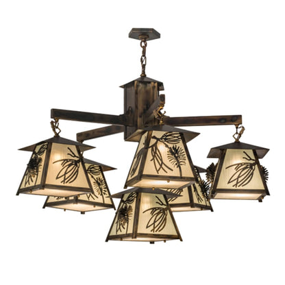 Meyda Tiffany Scotch Pine 6 Light 40" Wide Chandelier