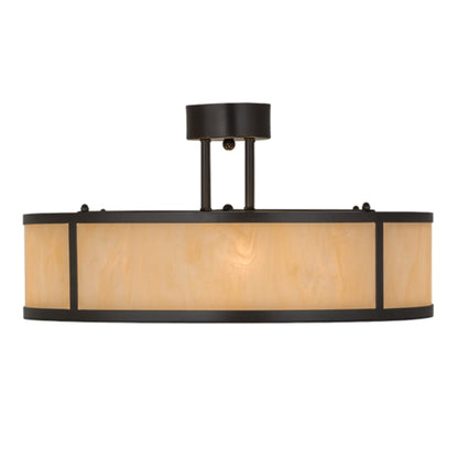 Meyda Tiffany Cilindro 4 Light 24" Wide Semi-Flush Drum Ceiling Fixture with Beige Idalight Shade - Timeless Bronze Finish