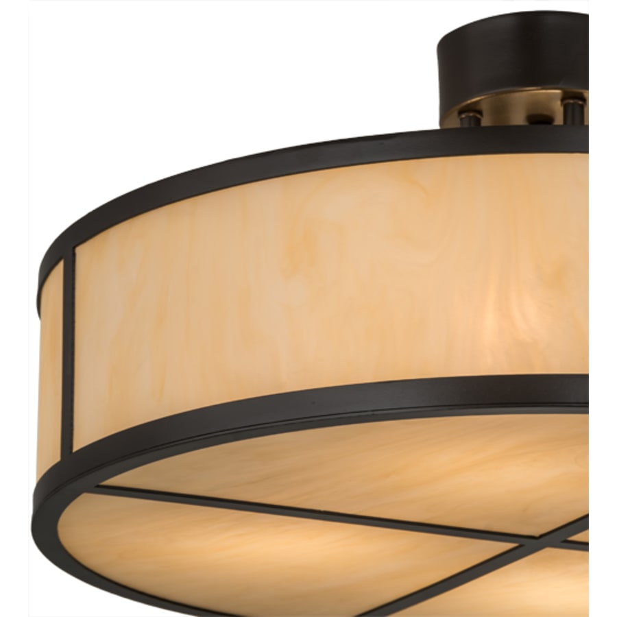 Meyda Tiffany Cilindro 4 Light 24" Wide Semi-Flush Drum Ceiling Fixture with Beige Idalight Shade - Timeless Bronze Finish