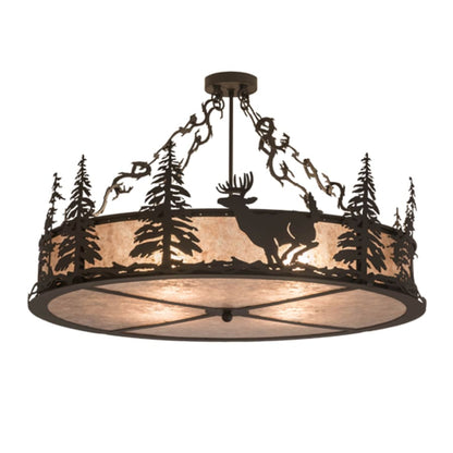 Meyda Tiffany Wildlife at Dusk 4 Light 36" Wide Semi-Flush Drum Ceiling Fixture