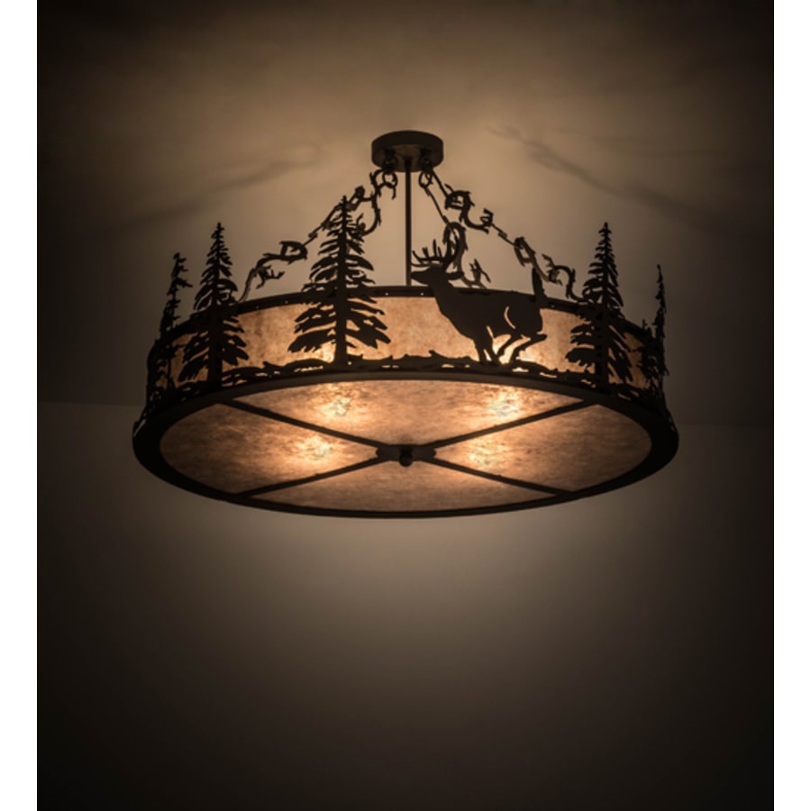 Meyda Tiffany Wildlife at Dusk 4 Light 36" Wide Semi-Flush Drum Ceiling Fixture
