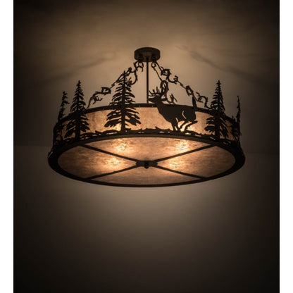 Meyda Tiffany Wildlife at Dusk 4 Light 36" Wide Semi-Flush Drum Ceiling Fixture
