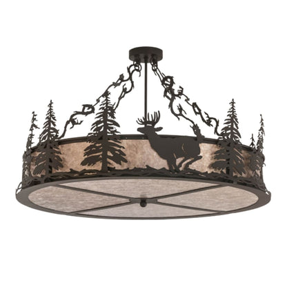 Meyda Tiffany Wildlife at Dusk 4 Light 36" Wide Semi-Flush Drum Ceiling Fixture