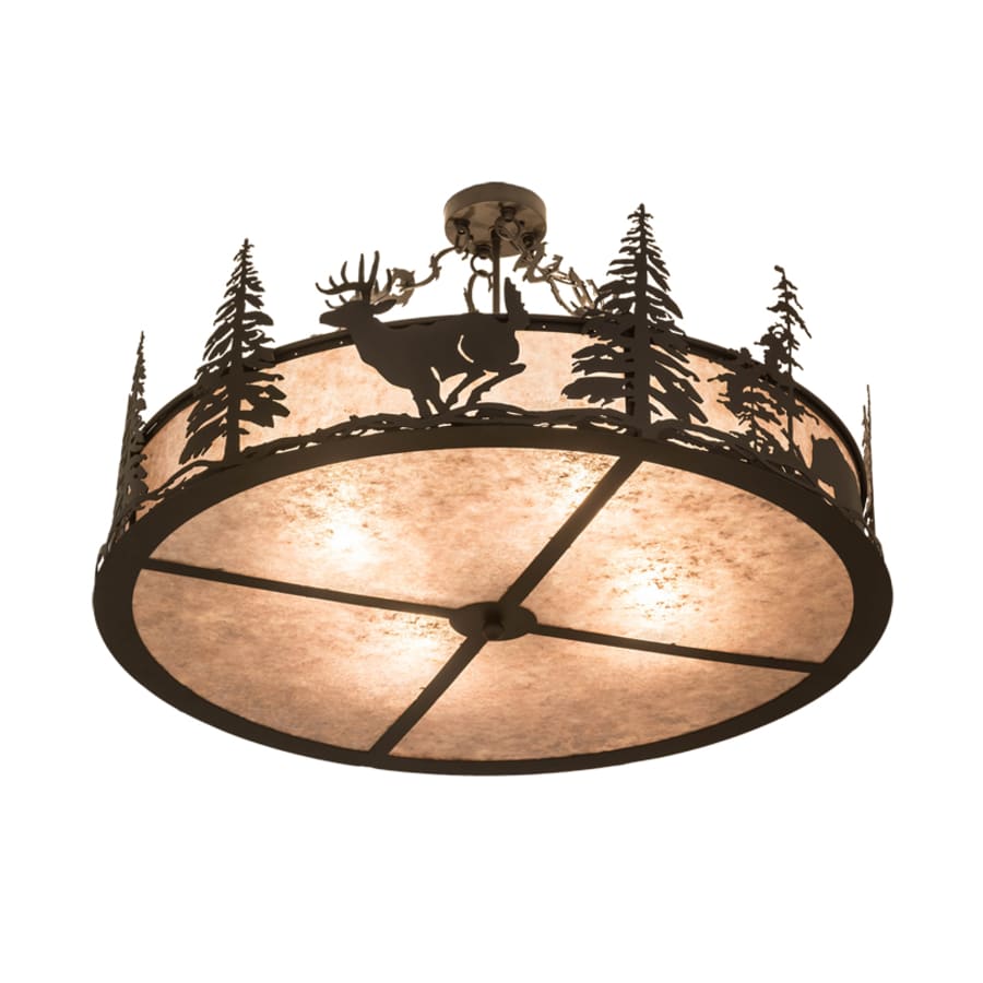 Meyda Tiffany Wildlife at Dusk 4 Light 36" Wide Semi-Flush Drum Ceiling Fixture