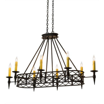 Meyda Tiffany Long Topridge 8 Light 55" Wide Taper Candle Linear Chandelier