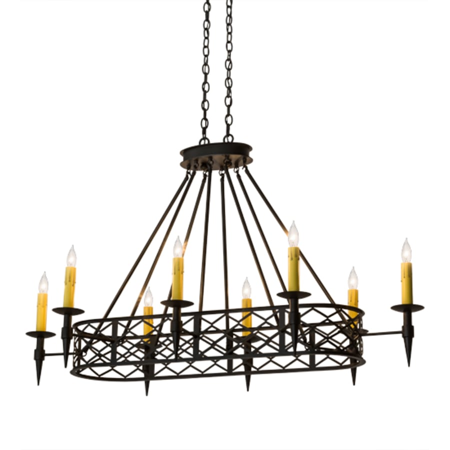 Meyda Tiffany Long Topridge 8 Light 55" Wide Taper Candle Linear Chandelier