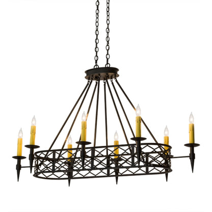 Meyda Tiffany Long Topridge 8 Light 55" Wide Taper Candle Linear Chandelier