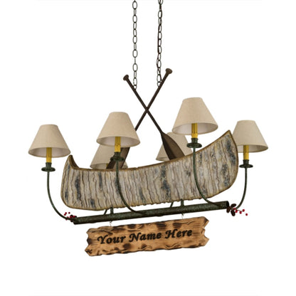 Meyda Tiffany Personalized Canoe 6 Light 37" Wide Linear Chandelier