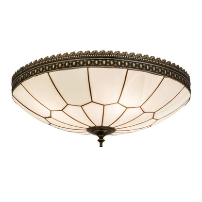 Meyda Tiffany Vincent Honeycomb 4 Light 20" Wide Semi-Flush Bowl Ceiling Fixture with White Opal Glass Shade - Craftsman Brown Finish