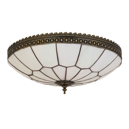 Meyda Tiffany Vincent Honeycomb 4 Light 20" Wide Semi-Flush Bowl Ceiling Fixture with White Opal Glass Shade - Craftsman Brown Finish