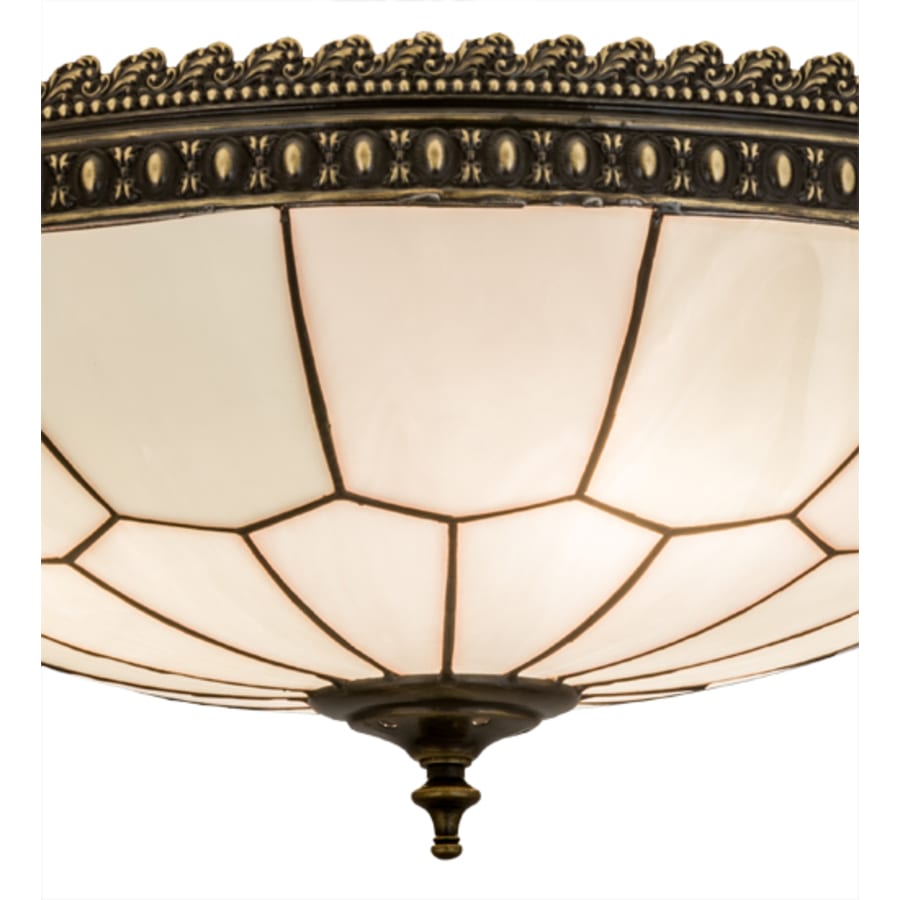 Meyda Tiffany Vincent Honeycomb 4 Light 20" Wide Semi-Flush Bowl Ceiling Fixture with White Opal Glass Shade - Craftsman Brown Finish
