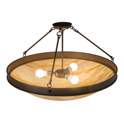 Meyda Tiffany Dionne 3 Light 30" Wide Semi-Flush Bowl Ceiling Fixture - Cafe-Noir Finish