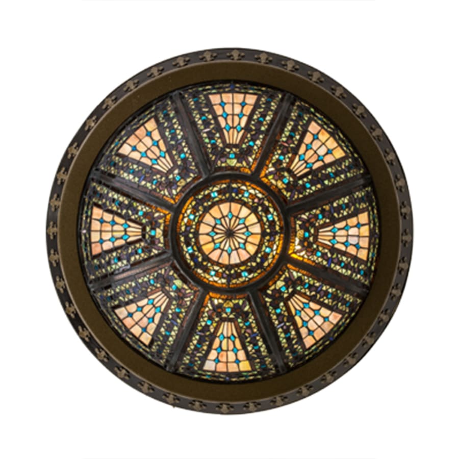 Meyda Tiffany Fleur-de-lis 4 Light 28" Wide Semi-Flush Bowl Ceiling Fixture - Copper Vein Finish
