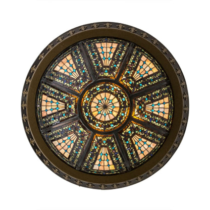 Meyda Tiffany Fleur-de-lis 4 Light 28" Wide Semi-Flush Bowl Ceiling Fixture - Copper Vein Finish