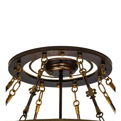 Meyda Tiffany Fleur-de-lis 4 Light 28" Wide Semi-Flush Bowl Ceiling Fixture - Copper Vein Finish