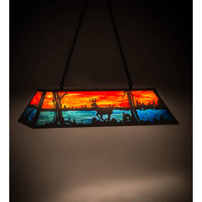 Meyda Tiffany Deer at Lake 6 Light 48" Wide Linear Pendant