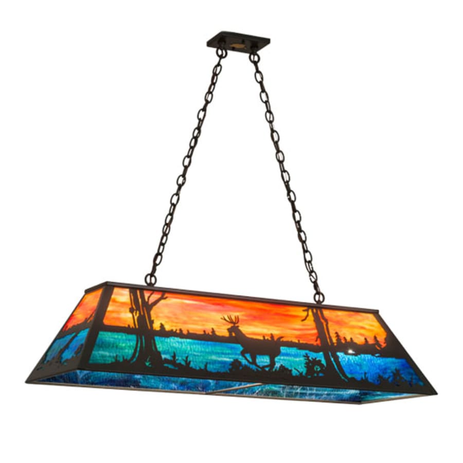 Meyda Tiffany Deer at Lake 6 Light 48" Wide Linear Pendant