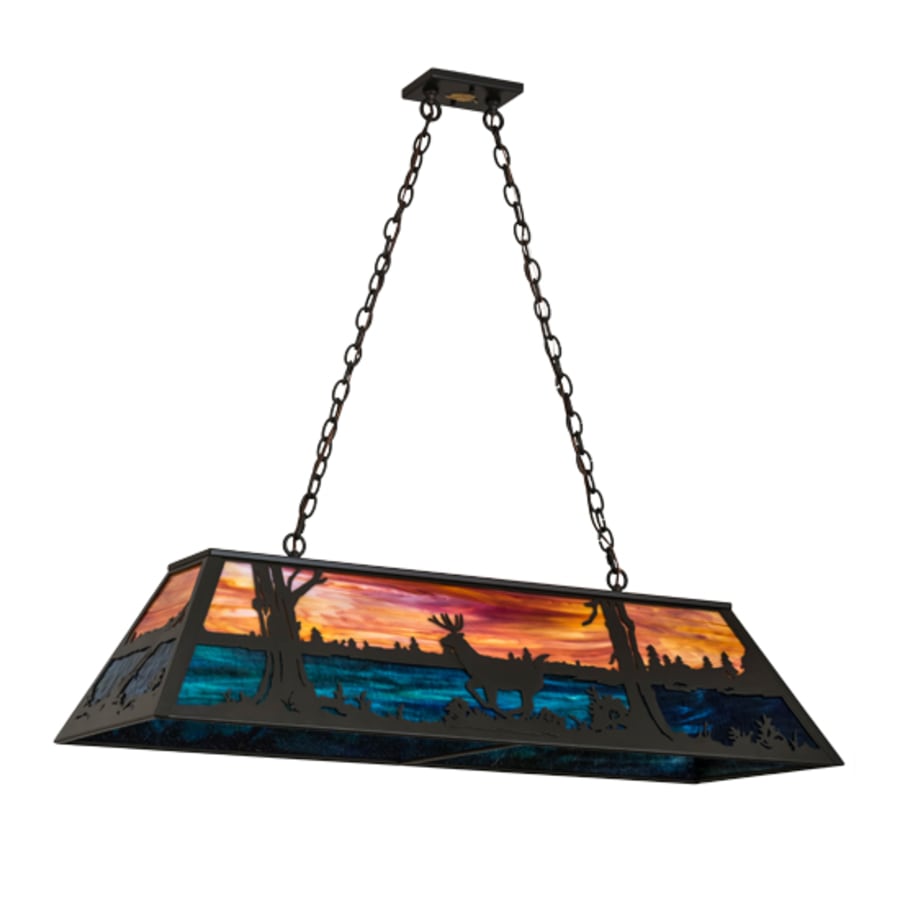 Meyda Tiffany Deer at Lake 6 Light 48" Wide Linear Pendant