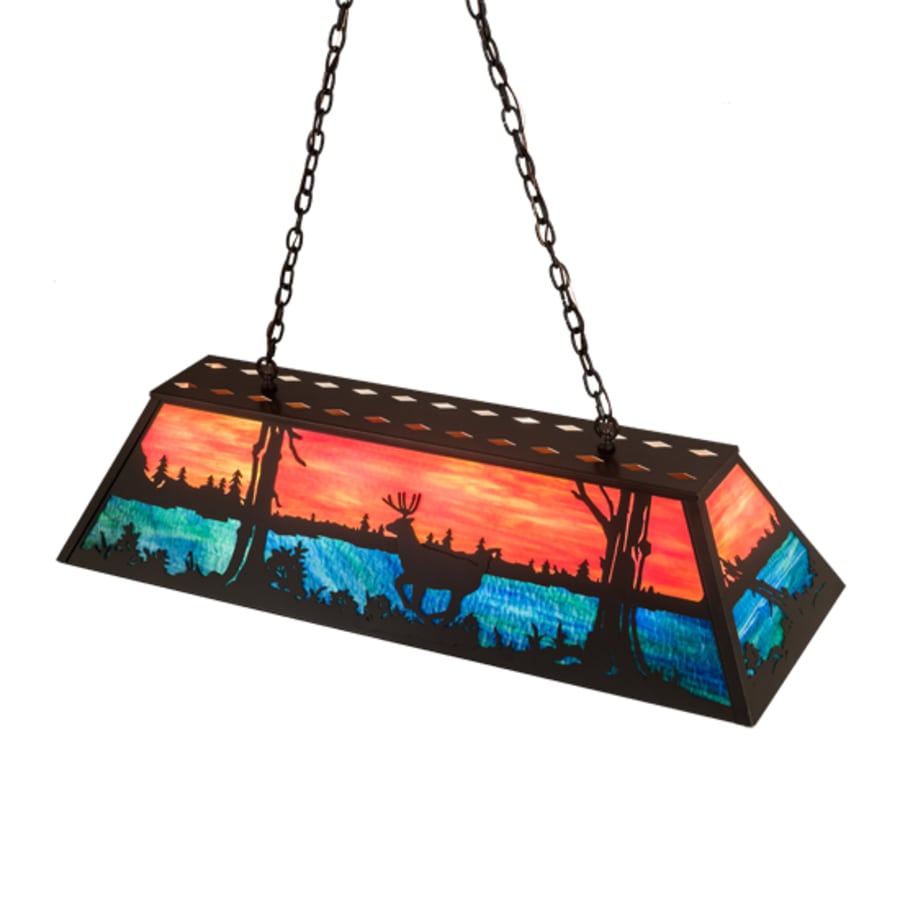 Meyda Tiffany Deer at Lake 6 Light 48" Wide Linear Pendant