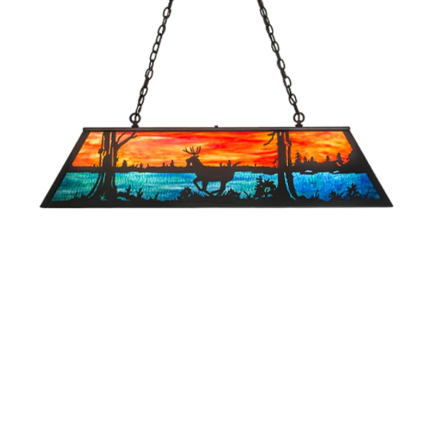 Meyda Tiffany Deer at Lake 6 Light 48" Wide Linear Pendant