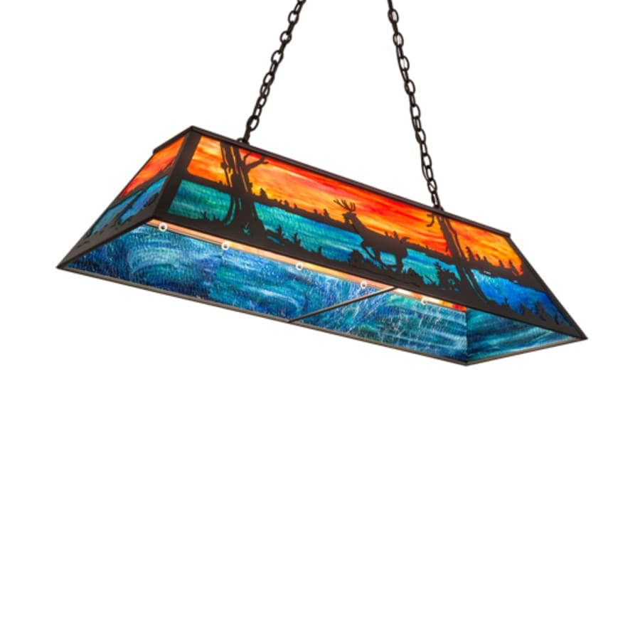 Meyda Tiffany Deer at Lake 6 Light 48" Wide Linear Pendant