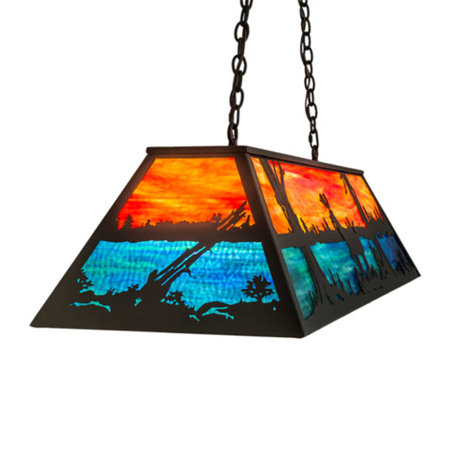 Meyda Tiffany Deer at Lake 6 Light 48" Wide Linear Pendant