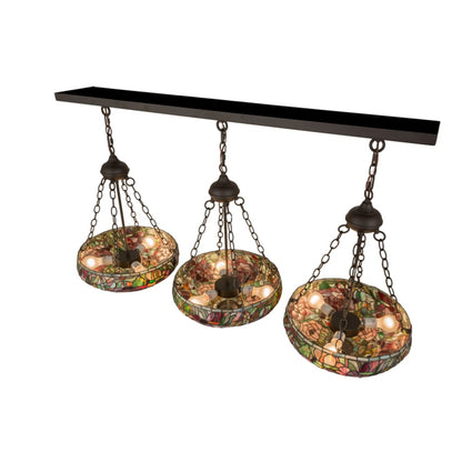 Meyda Tiffany Peony 9 Light 54" Wide Linear Pendant