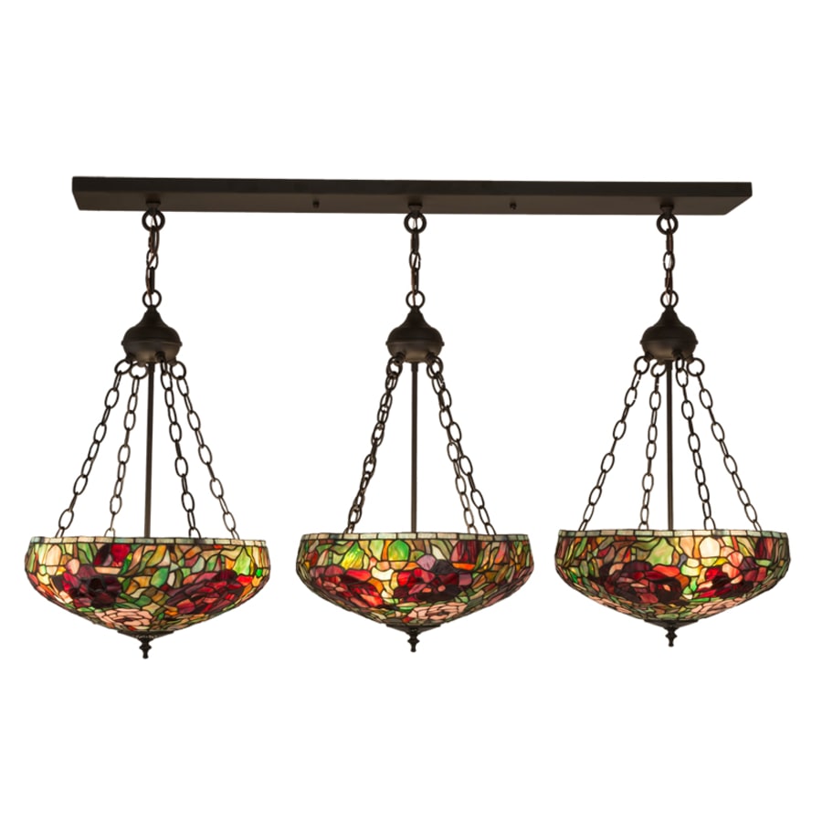 Meyda Tiffany Peony 9 Light 54" Wide Linear Pendant