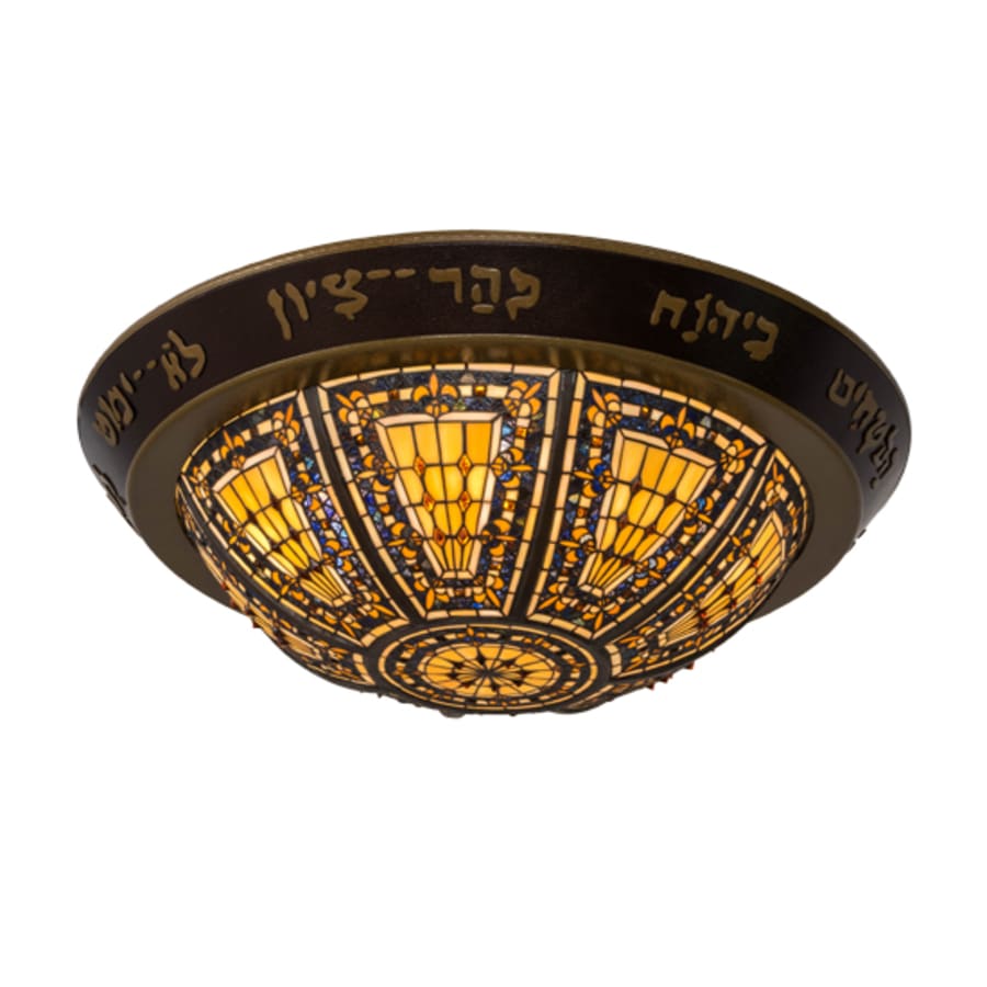 Meyda Tiffany Fleur-de-lis 6 Light 30" Wide Flush Mount Bowl Ceiling Fixture